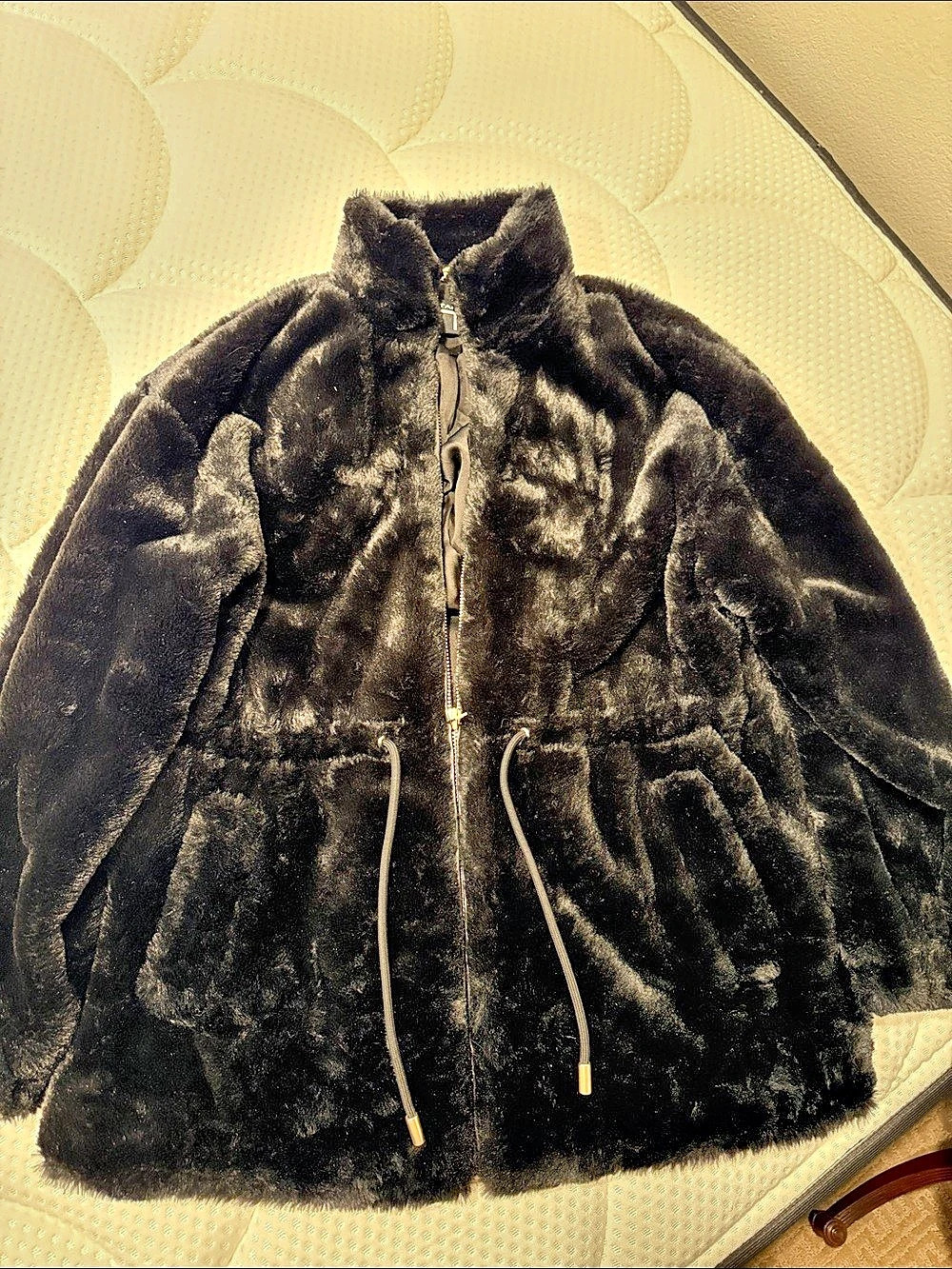 Tahari Faux Fur Zip Jacket in Black